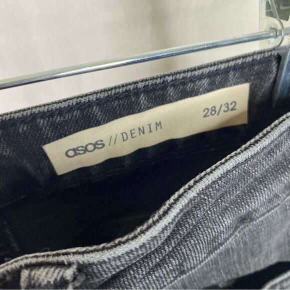ASOS Denim Faded Black Distressed High Rise Boyfriend Jeans Stretch 28/32 - Picture 10 of 10